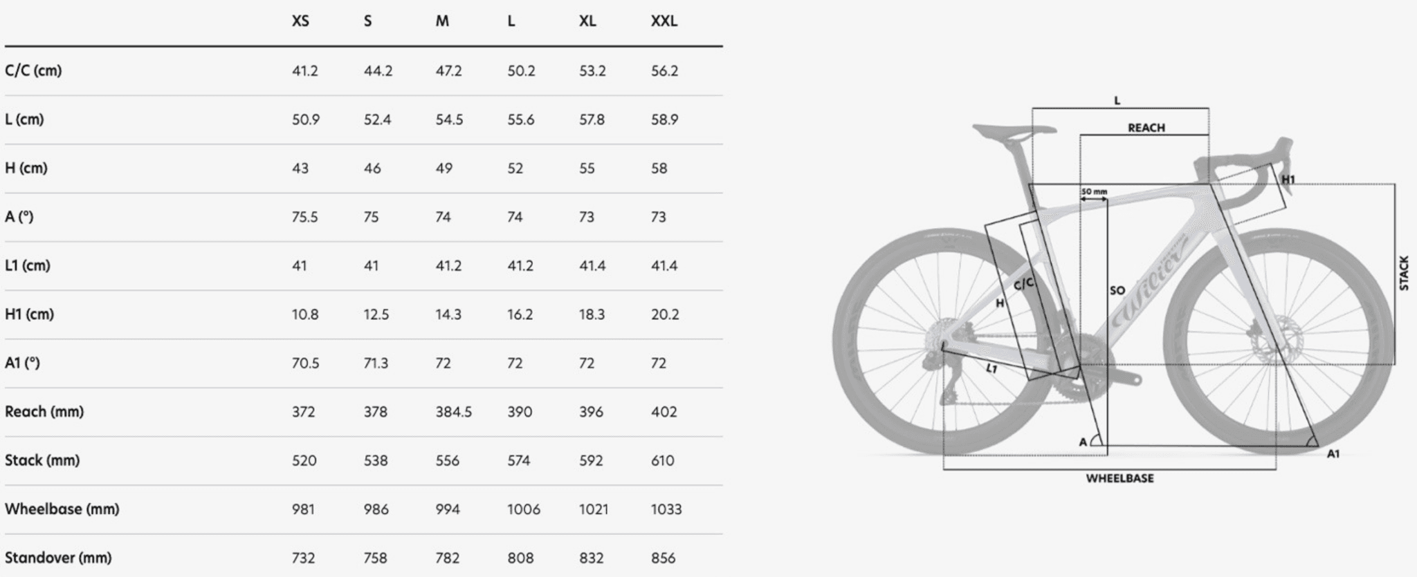 Wilier Rapida geo chart